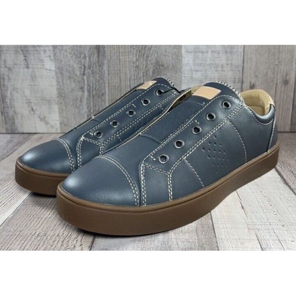 Spenco Malibu Lux Sneakers Slip On Shoes Blue Leather Womens Size 7 Wide New